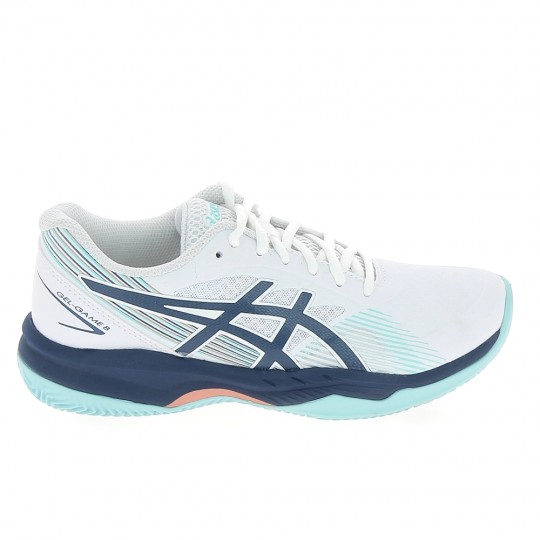 ASICS Game 8 Clay Blanc Bleu