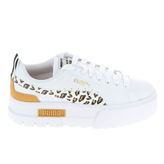 PUMA Mayze Wild Jr Blanc Leopard - Chaussures Junior Sneakers Filles | Sports-Loisirs