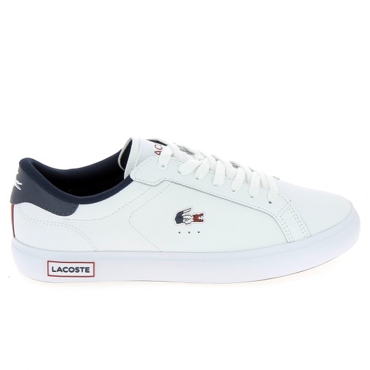 LACOSTE Powercourt Blanc Bleu Rouge - Baskets Mode Sneakers Hommes | Sports-Loisirs