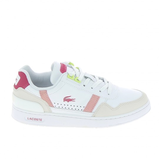 Lacoste - L004 - Baskets à semelle plateforme en toile - Rose/blanc