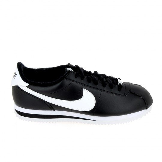 NIKE Cortez Basic Lea Noir Blanc - Baskets Mode Sneakers Hommes | Sports-Loisirs