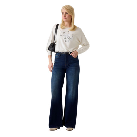 Pull Femme Blanc Guess Manches Longues | Sports-Loisirs