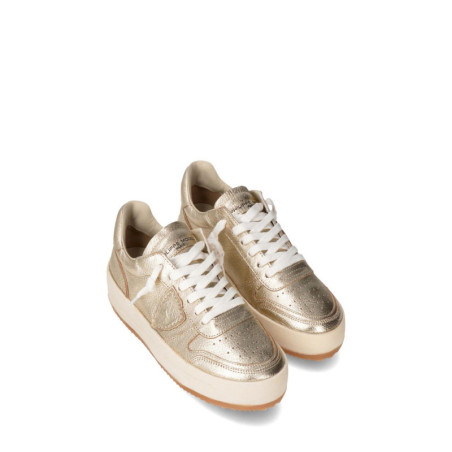 Baskets Femme Dorées en Cuir - Philippe Model | Sports-Loisirs