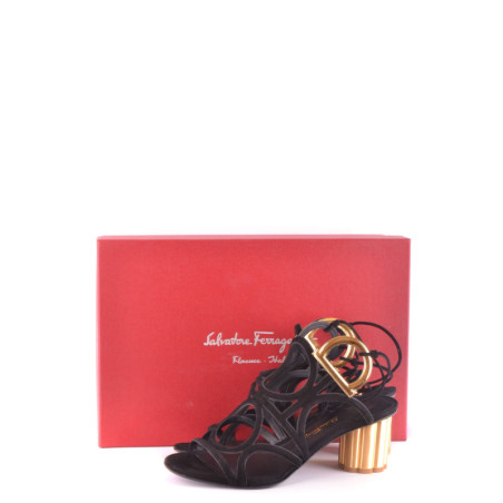 Sandales compensées femme noires - Ferragamo | Sports-Loisirs