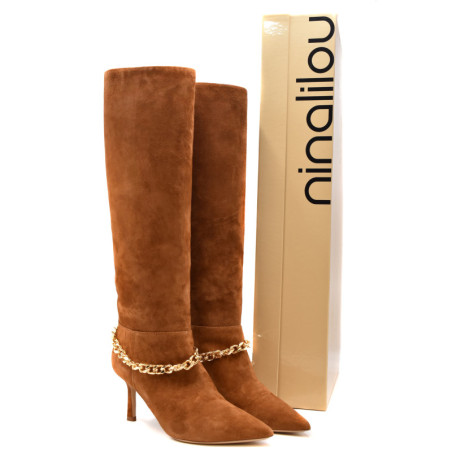 Bottes Femme en Chamois Marron - Ninalilou | Sports-Loisirs