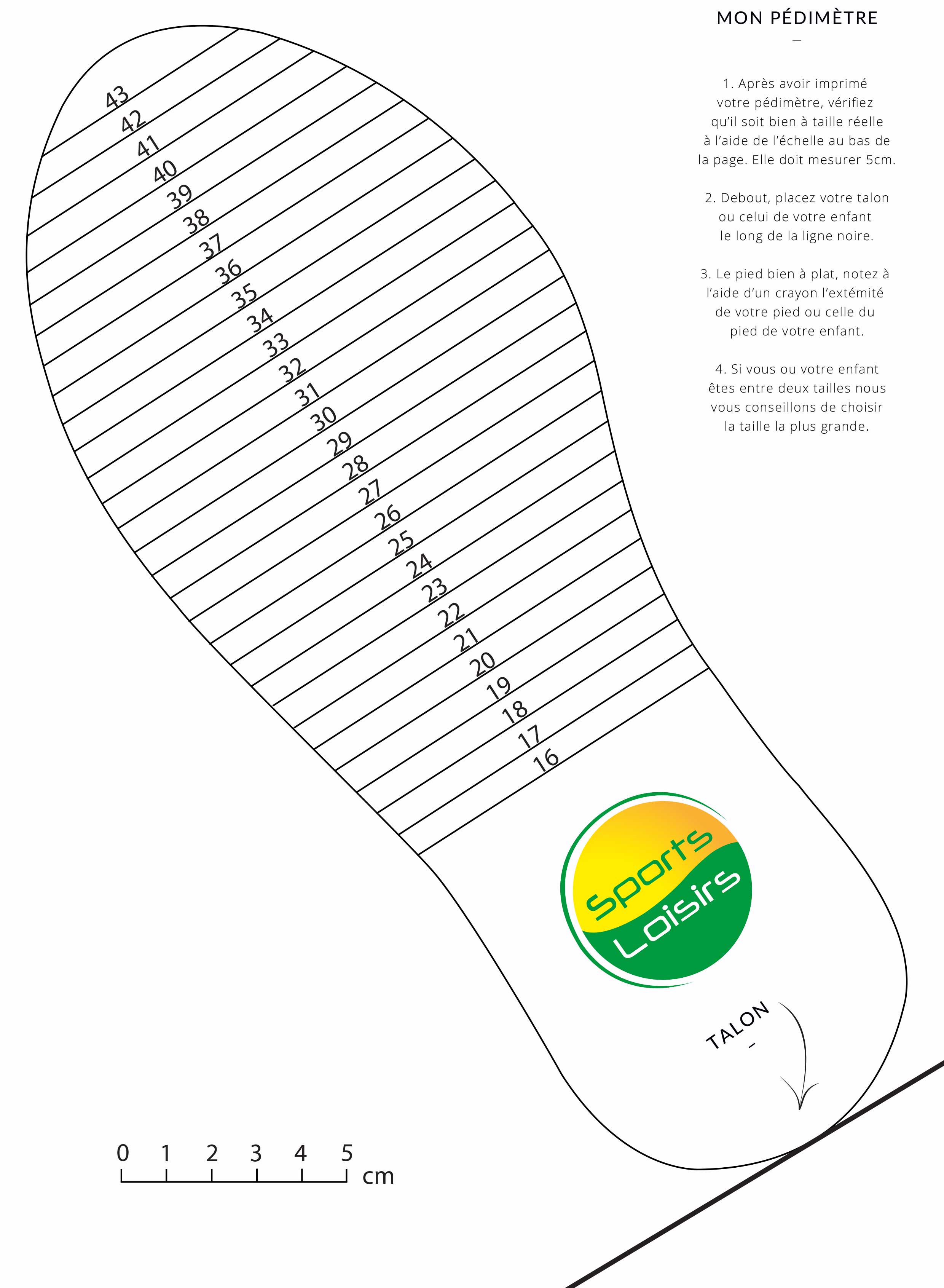 correspondance taille pied cm