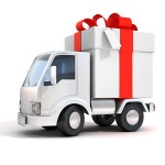 truck with gift box 3d illustration