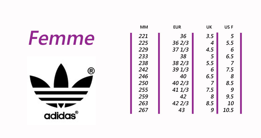 adidas guide des tailles femme