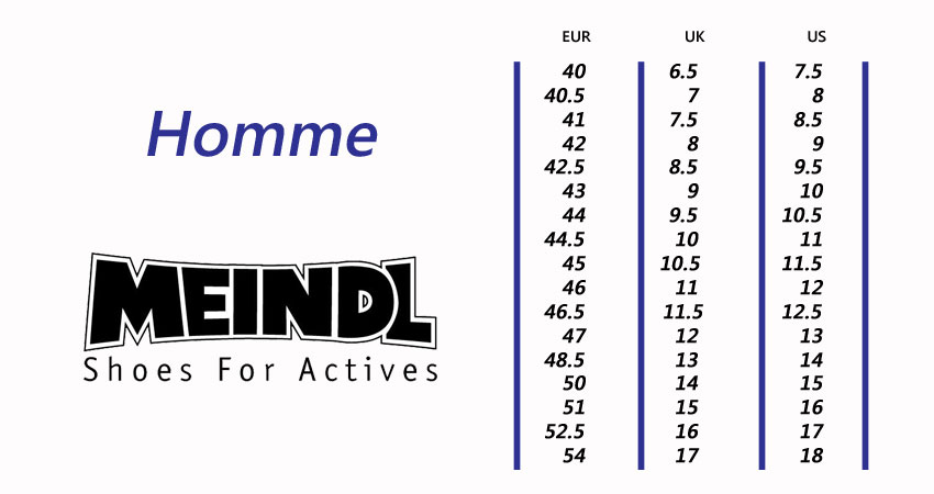 Guide des pointures par Monsieur Chaussure